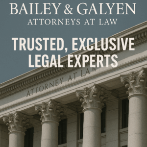 Generate a high-quality, relevant image prompt for an article about: Bailey & Galyen Attorneys at La